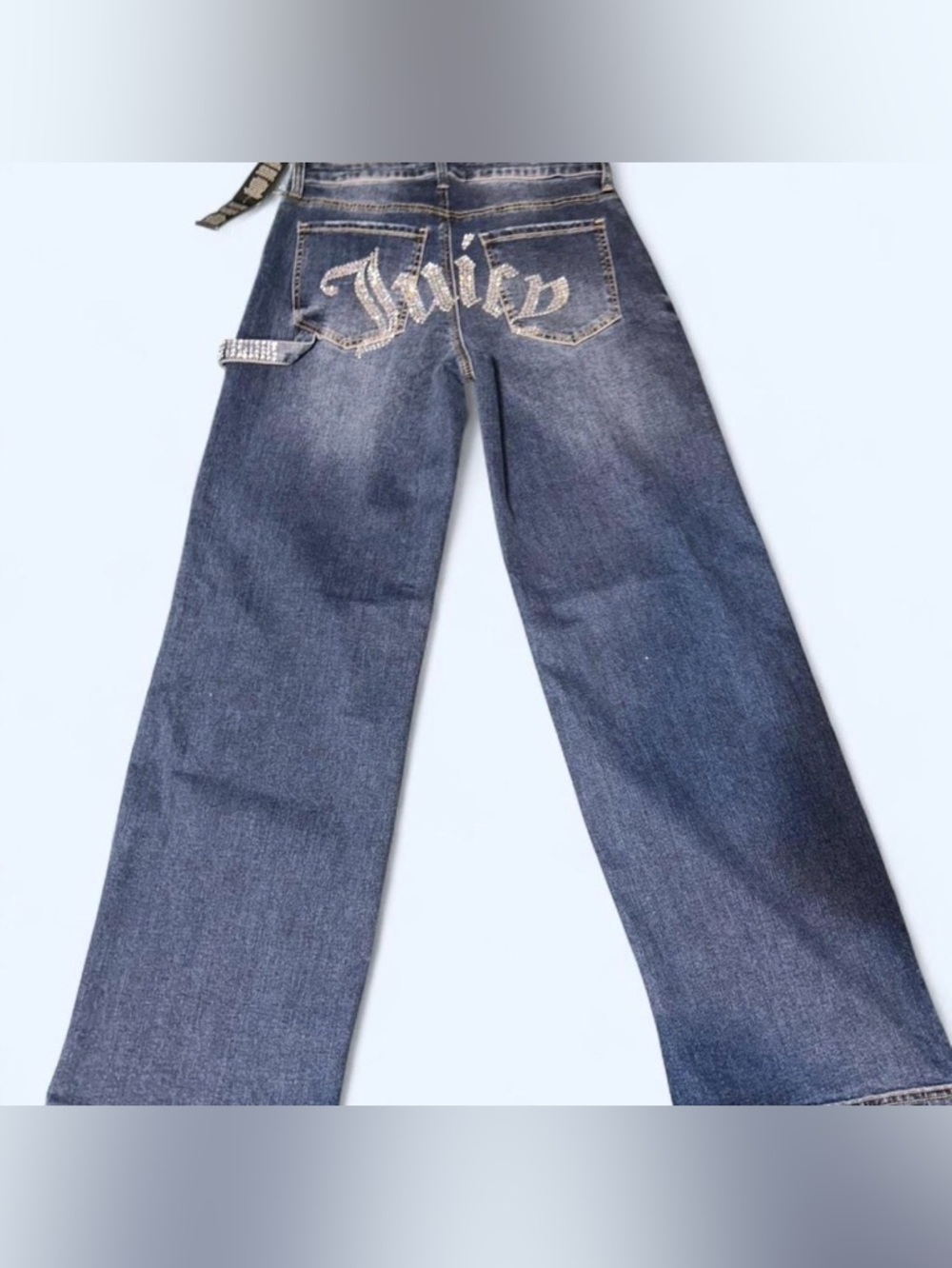 Juicy Couture Dark Blue Wide-Leg Jeans with Embroidered Back Logo